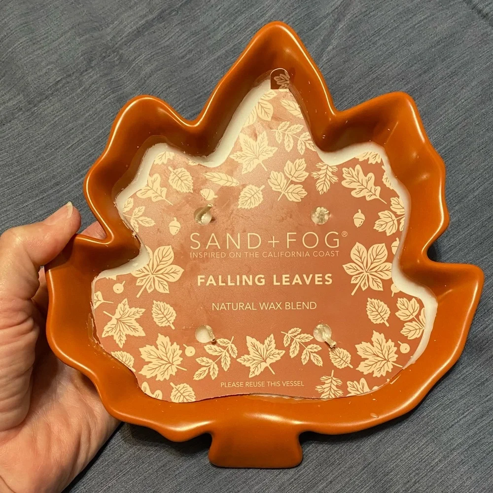 Sand + Fog Orange Leaf-Shaped Candle Holder NWT Falling Leaves Fall